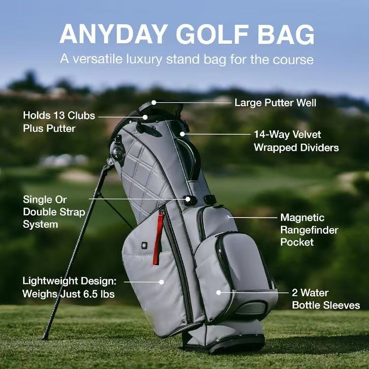 Anyday Luxury Golf Stand Bag wholesale custom luxury golf stand bag with 14‑way dividers, lightweight 6.5 lbs design