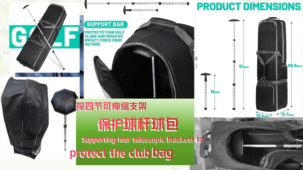 Sanyingbags Golf Club Travel Bag with 4-Section Telescopic Support Brackets - Padded Golf Club Protective Case